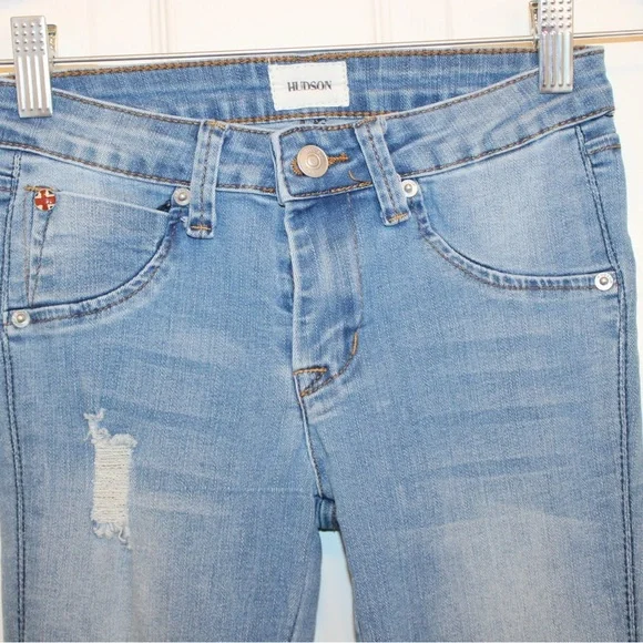HUDSON Girls 14 Skinny Leg Cuff Ankle Length Jeans Light Blue - Picture 3 of 9